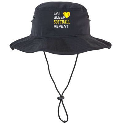 Eat Sleep Softball Repeat Funny Softbal Bucket Hat
