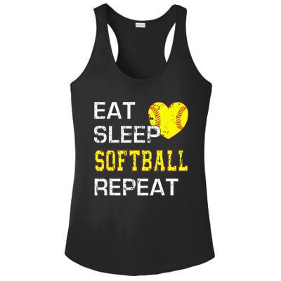 Eat Sleep Softball Repeat Funny Softbal Ladies PosiCharge Competitor Racerback Tank