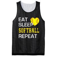 Eat Sleep Softball Repeat Funny Softbal Mesh Reversible Basketball Jersey Tank