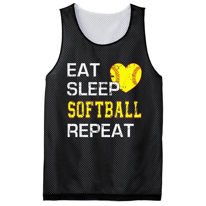 Eat Sleep Softball Repeat Funny Softbal Mesh Reversible Basketball Jersey Tank