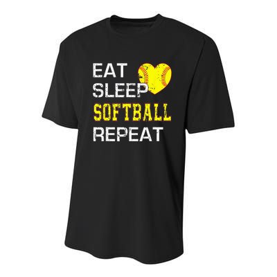 Eat Sleep Softball Repeat Funny Softbal Youth Performance Sprint T-Shirt