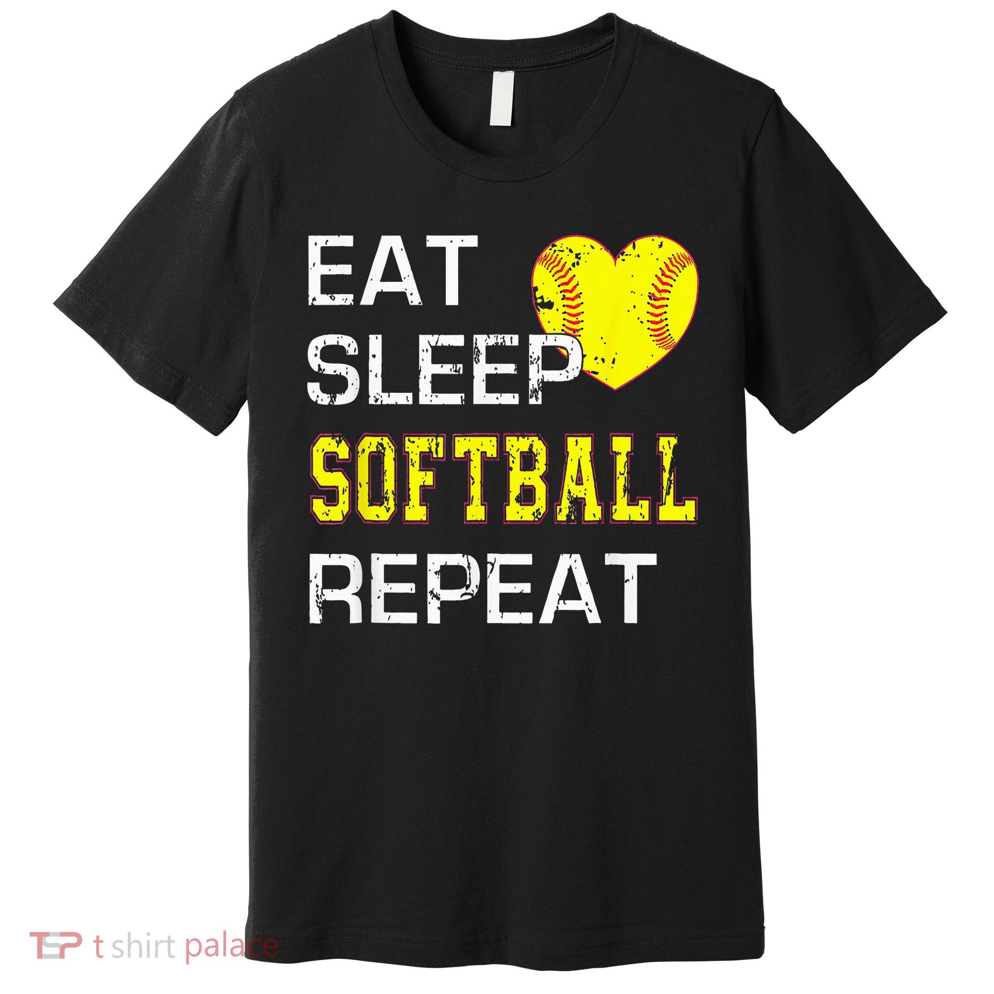 Eat Sleep Softball Repeat Funny Softbal Premium T-Shirt