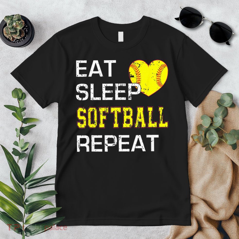 Eat Sleep Softball Repeat Funny Softbal Premium T-Shirt