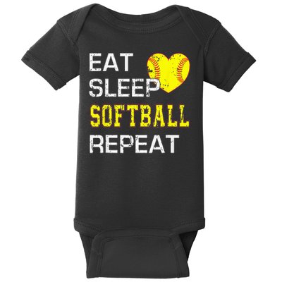 Eat Sleep Softball Repeat Funny Softbal Baby Bodysuit