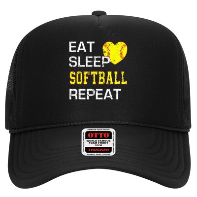 Eat Sleep Softball Repeat Funny Softbal Trucker Hat