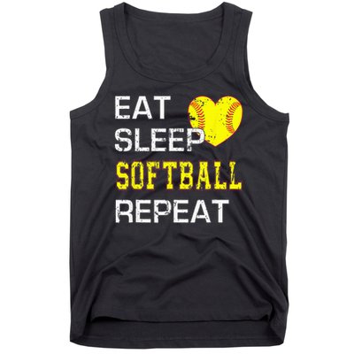 Eat Sleep Softball Repeat Funny Softbal Tank Top