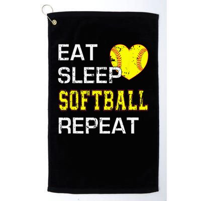 Eat Sleep Softball Repeat Funny Softbal Golf Towel