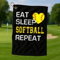 Eat Sleep Softball Repeat Funny Softbal Golf Towel