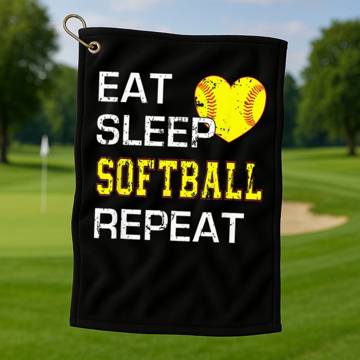 Eat Sleep Softball Repeat Funny Softbal Golf Towel