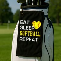 Eat Sleep Softball Repeat Funny Softbal Golf Towel