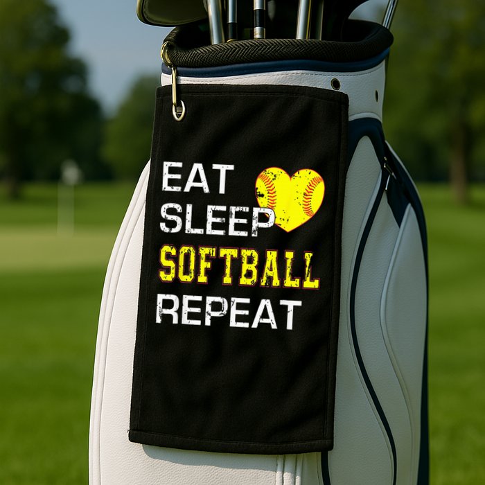 Eat Sleep Softball Repeat Funny Softbal Golf Towel