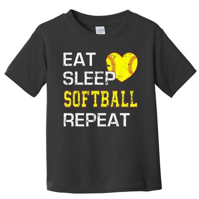 Eat Sleep Softball Repeat Funny Softbal Toddler T-Shirt
