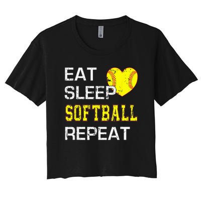 Eat Sleep Softball Repeat Funny Softbal Crop Top