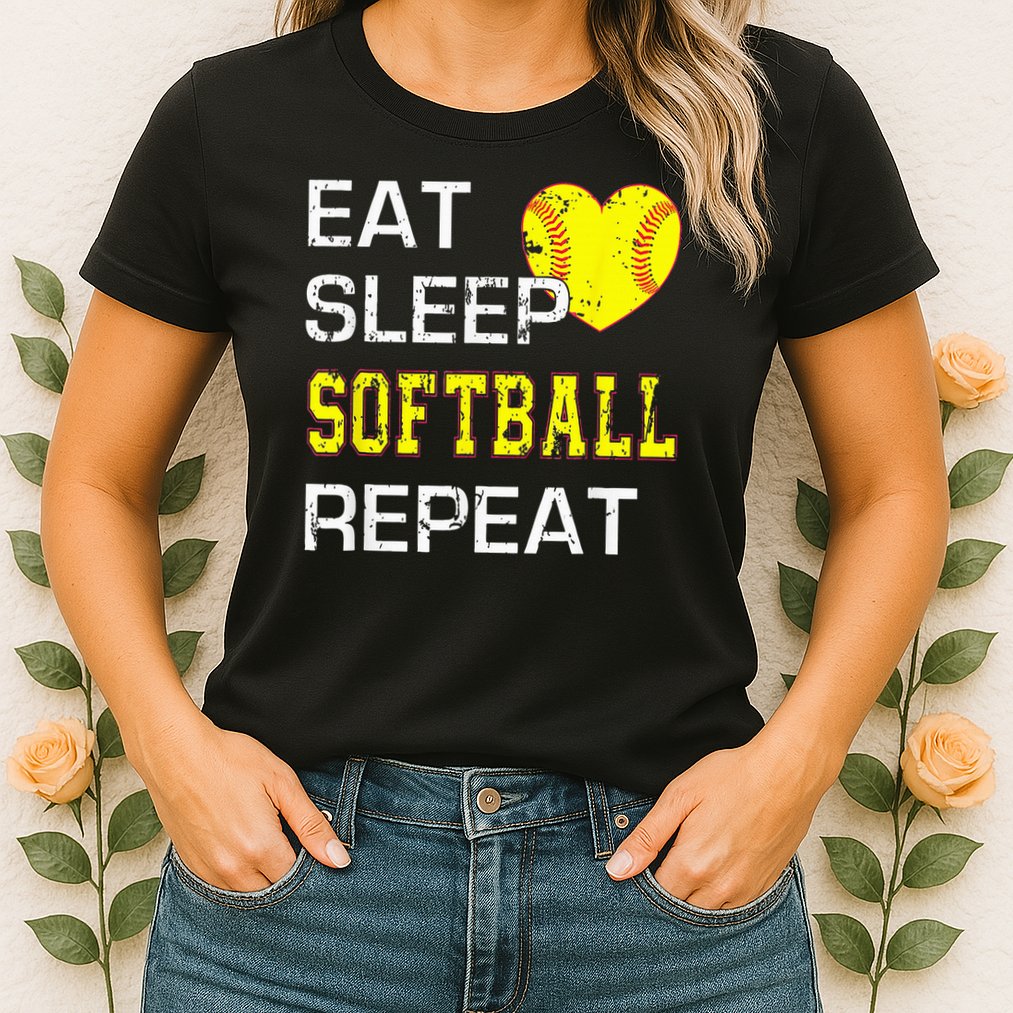Eat Sleep Softball Repeat Funny Softbal Womens T-Shirt