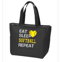 Eat Sleep Softball Repeat Funny Softbal Zip Tote Bag