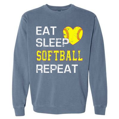 Eat Sleep Softball Repeat Funny Softbal Garment-Dyed Sweatshirt