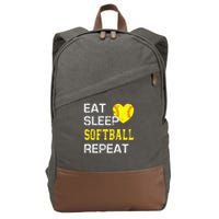 Eat Sleep Softball Repeat Funny Softbal Cotton Canvas Backpack
