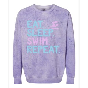 Eat Sleep Swim Repeat Swimmer Gift Colorblast Crewneck Sweatshirt