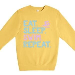 Eat Sleep Swim Repeat Swimmer Gift Premium Crewneck Sweatshirt