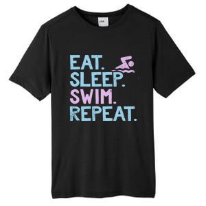 Eat Sleep Swim Repeat Swimmer Gift Tall Fusion ChromaSoft Performance T-Shirt