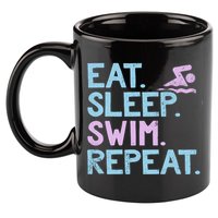 Eat Sleep Swim Repeat Swimmer Gift 11oz C Handle Ceramic Mug
