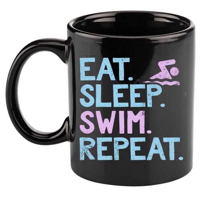 Eat Sleep Swim Repeat Swimmer Gift 11oz C Handle Ceramic Mug