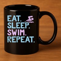 Eat Sleep Swim Repeat Swimmer Gift 11oz C Handle Ceramic Mug