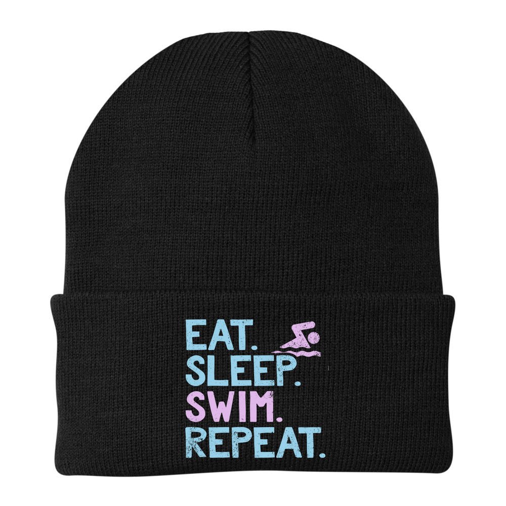 Eat Sleep Swim Repeat Swimmer Gift Beanie