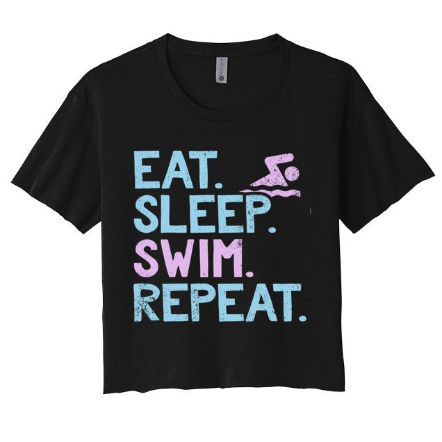 Eat Sleep Swim Repeat Swimmer Gift Crop Top