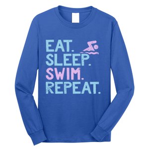 Eat Sleep Swim Repeat Swimmer Gift Long Sleeve Shirt