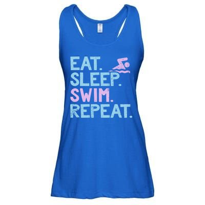 Eat Sleep Swim Repeat Swimmer Gift Ladies Essential Flowy Tank