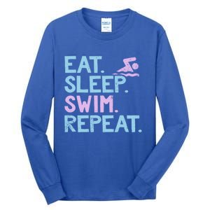 Eat Sleep Swim Repeat Swimmer Gift Tall Long Sleeve T-Shirt