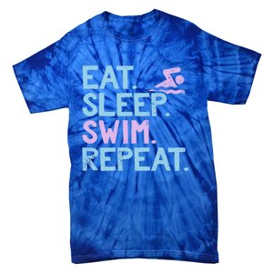 Eat Sleep Swim Repeat Swimmer Gift Tie-Dye T-Shirt