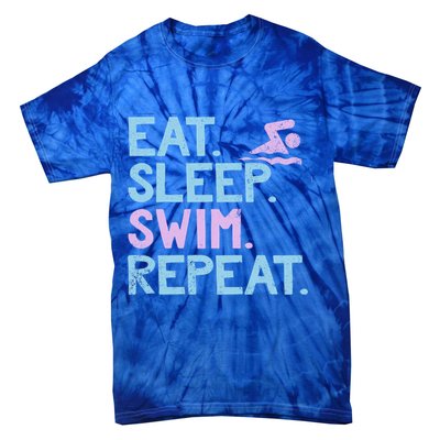Eat Sleep Swim Repeat Swimmer Gift Tie-Dye T-Shirt