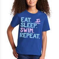 Eat Sleep Swim Repeat Swimmer Gift Kids T-Shirt