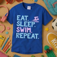 Eat Sleep Swim Repeat Swimmer Gift Kids T-Shirt