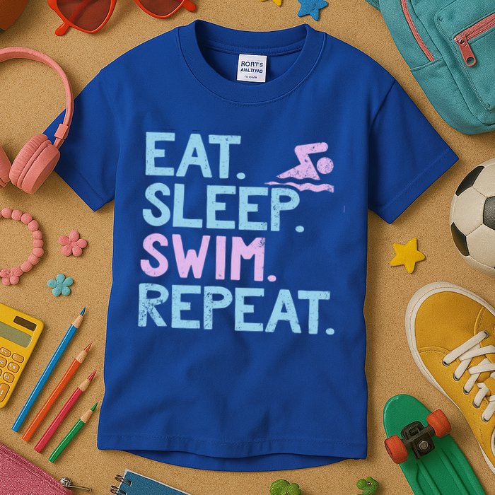 Eat Sleep Swim Repeat Swimmer Gift Kids T-Shirt
