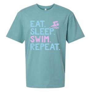 Eat Sleep Swim Repeat Swimmer Gift Sueded Cloud Jersey T-Shirt