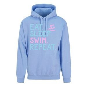 Eat Sleep Swim Repeat Swimmer Gift Unisex Surf Hoodie