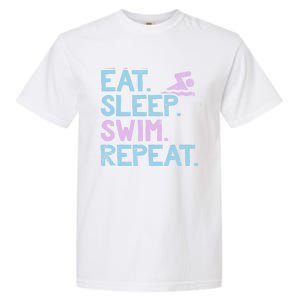 Eat Sleep Swim Repeat Swimmer Gift Garment-Dyed Heavyweight T-Shirt