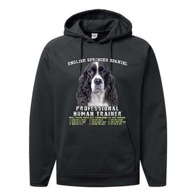 English Springer Spaniel Black Professional Human Trainer Performance Fleece Hoodie