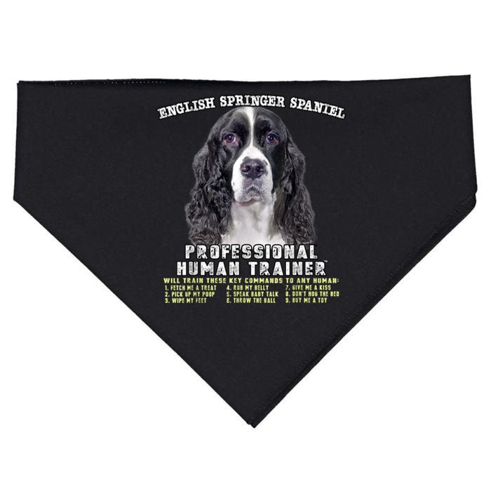 English Springer Spaniel Black Professional Human Trainer USA-Made Doggie Bandana