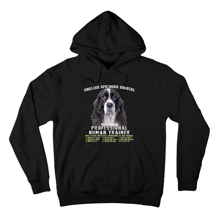 English Springer Spaniel Black Professional Human Trainer Hoodie