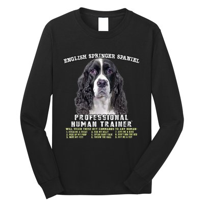 English Springer Spaniel Black Professional Human Trainer Long Sleeve Shirt