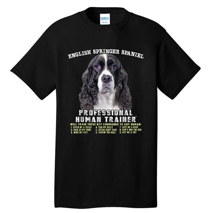 English Springer Spaniel Black Professional Human Trainer Tall T-Shirt