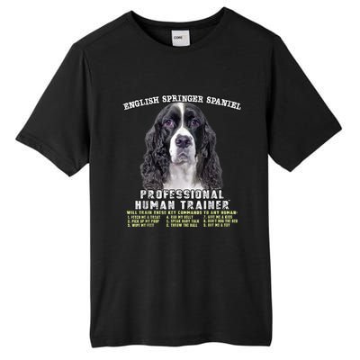 English Springer Spaniel Black Professional Human Trainer Tall Fusion ChromaSoft Performance T-Shirt