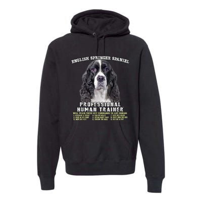 English Springer Spaniel Black Professional Human Trainer Premium Hoodie