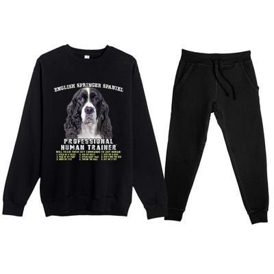 English Springer Spaniel Black Professional Human Trainer Premium Crewneck Sweatsuit Set