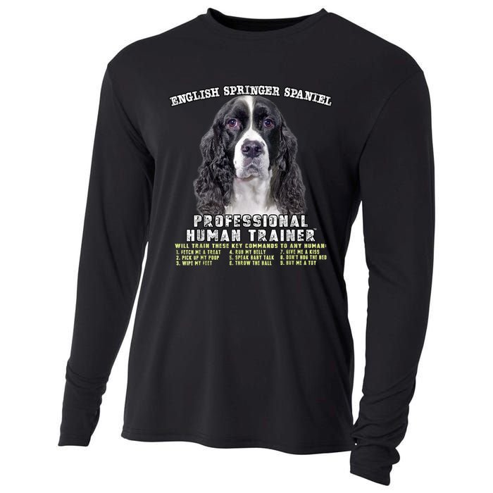 English Springer Spaniel Black Professional Human Trainer Cooling Performance Long Sleeve Crew