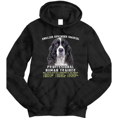 English Springer Spaniel Black Professional Human Trainer Tie Dye Hoodie